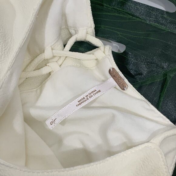 Free People Tropical Wave Cream Lace Back Crop Top Size Large Women’s - Picture 8 of 9